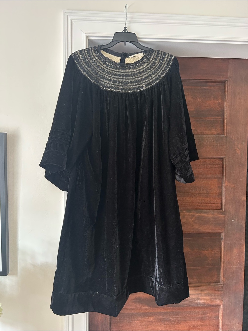 Faune UK Black Velvet Swing Mini Dress Madeline Size L